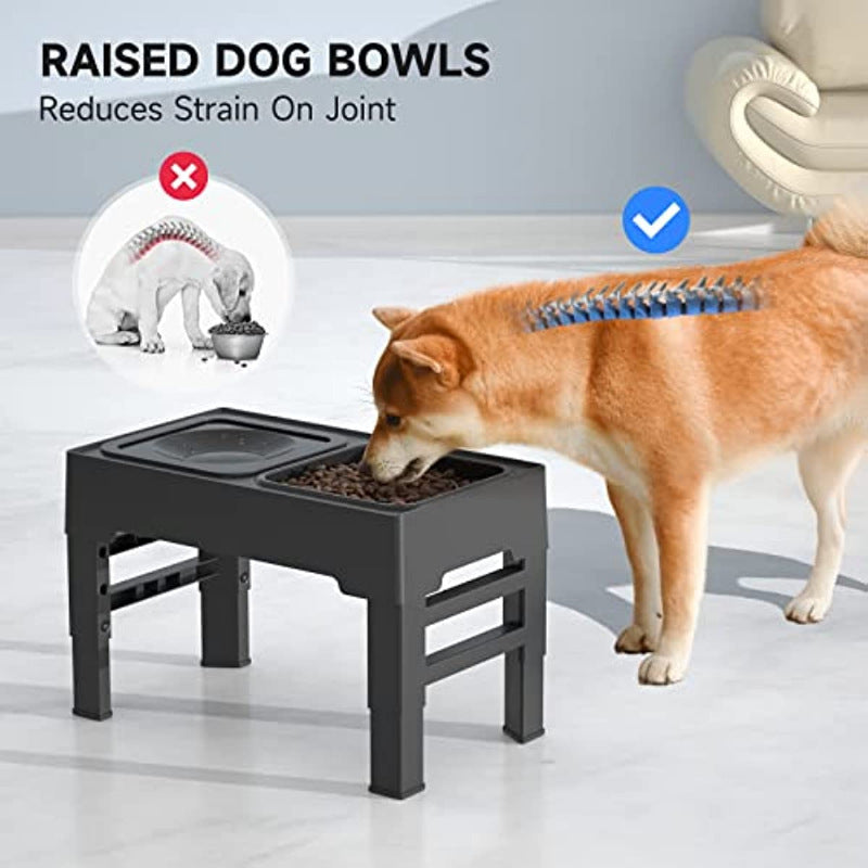 Adjustable Elevated Dog Bowl With slow feed