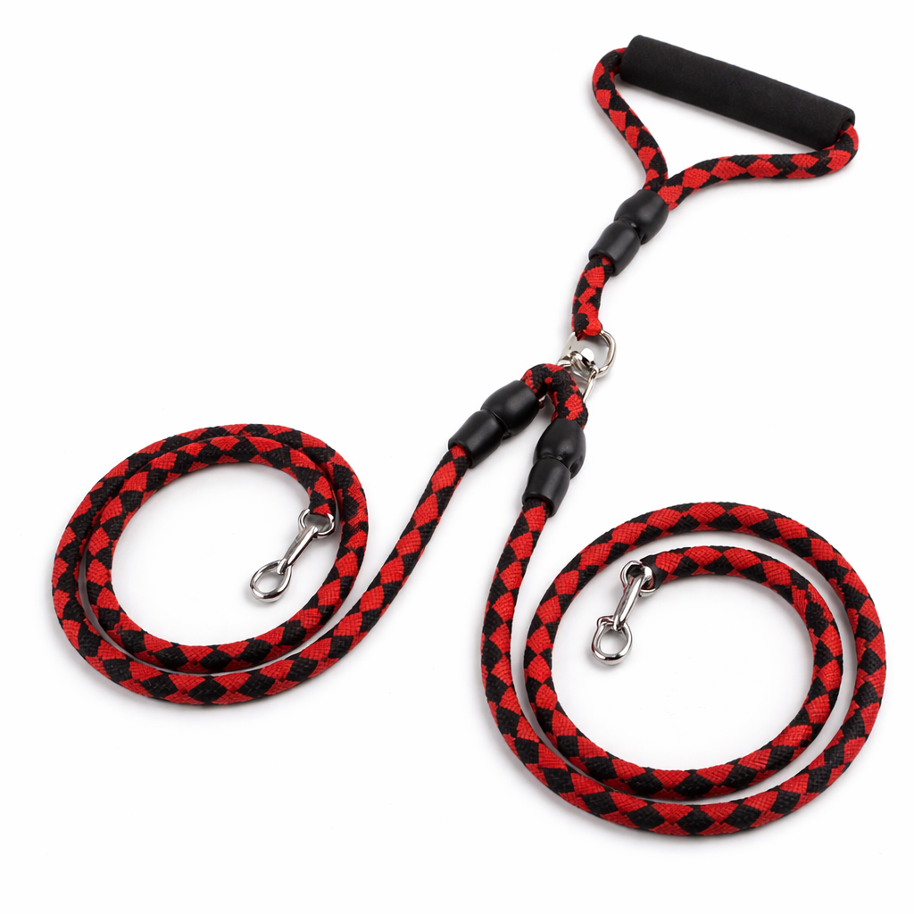 Double-Ended Traction Rope For Walking The Dog Hand-Double-Ended Traction Rope One Plus Two Leash Collar Pet Supplies Dog Collar