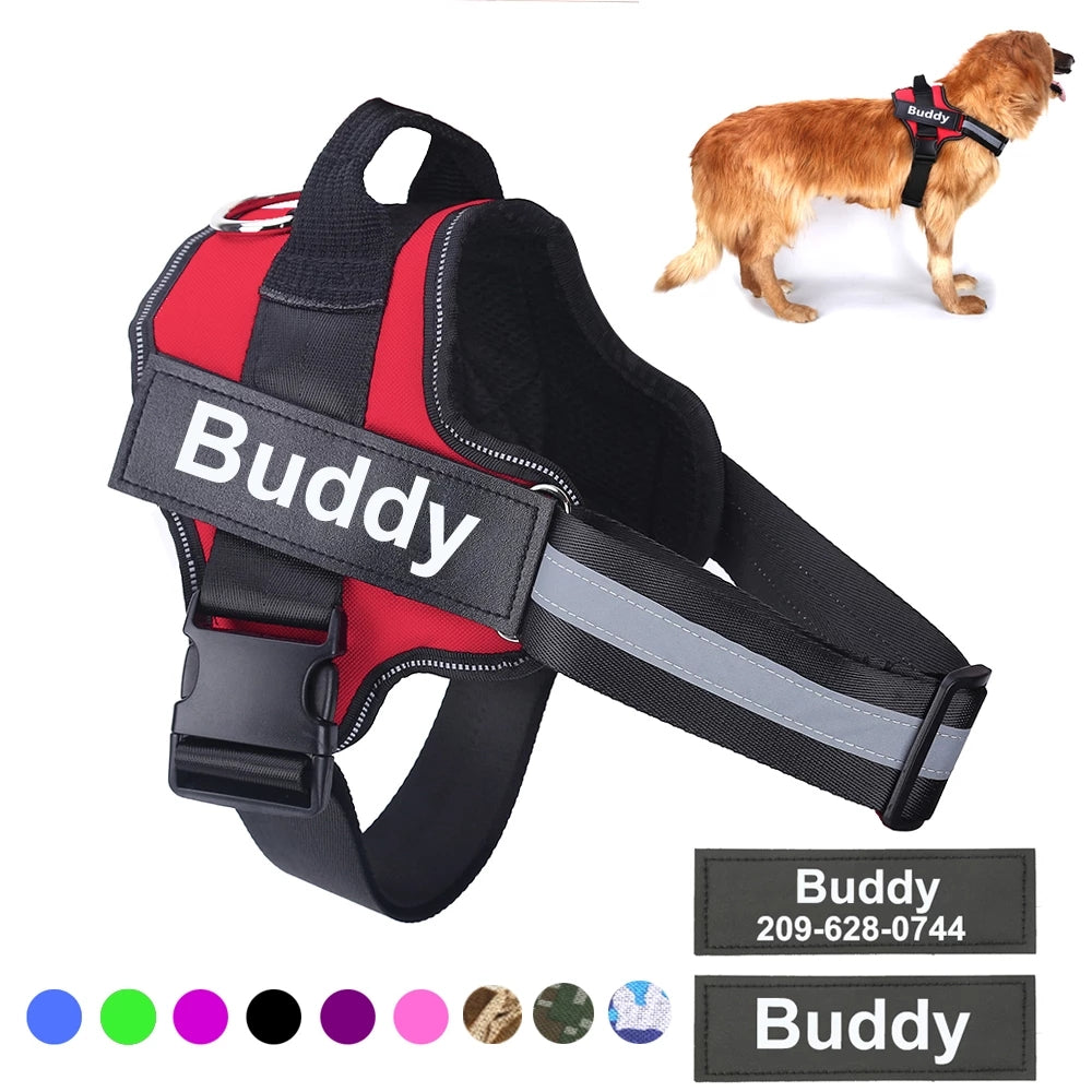 Personalized Dog Harness NO PULL Reflective Breathable Adjustable Pet Harness Vest For Small Large Dogs with Custom Patch